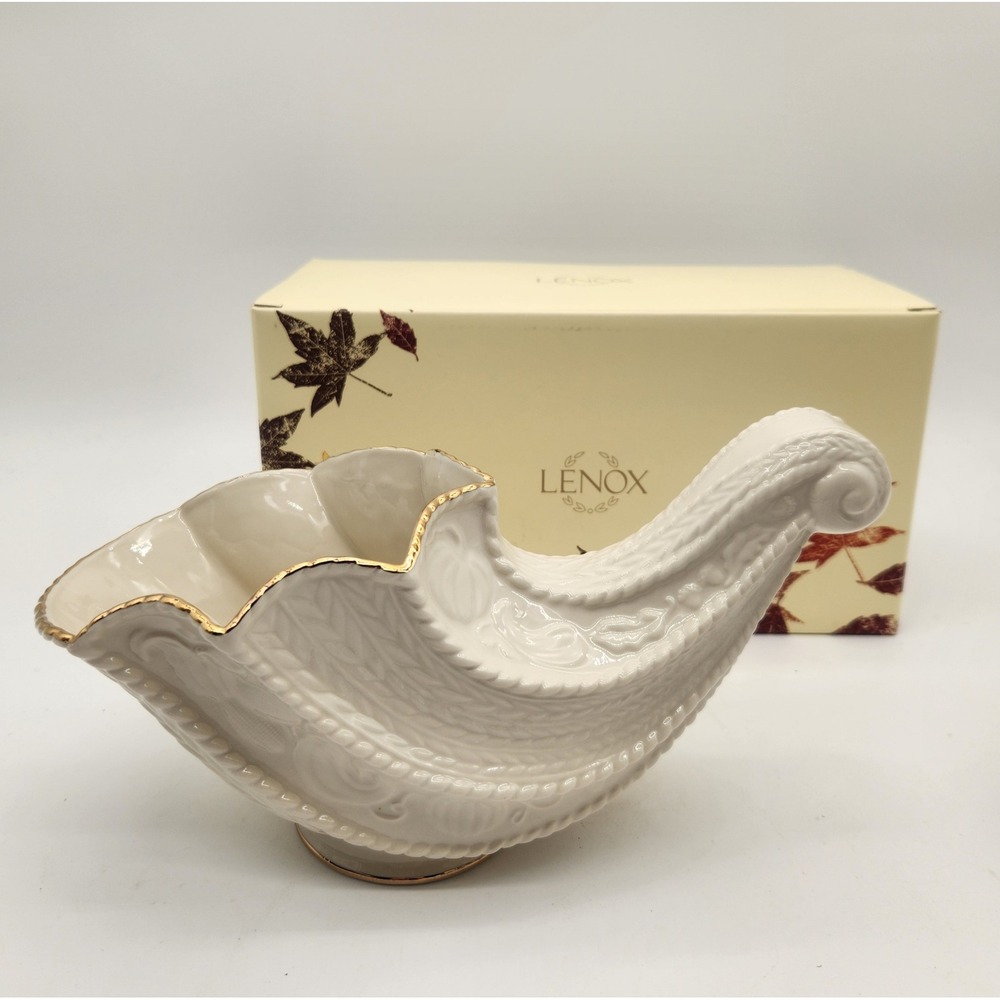 Lenox Fruits Of Life Cornucopia Ivory With 24K Gold Trim Thanksgiving Fall Decor